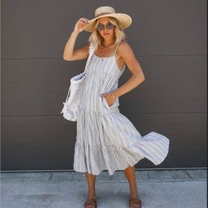 Vici Open back midi, linen summer dress with pockets!